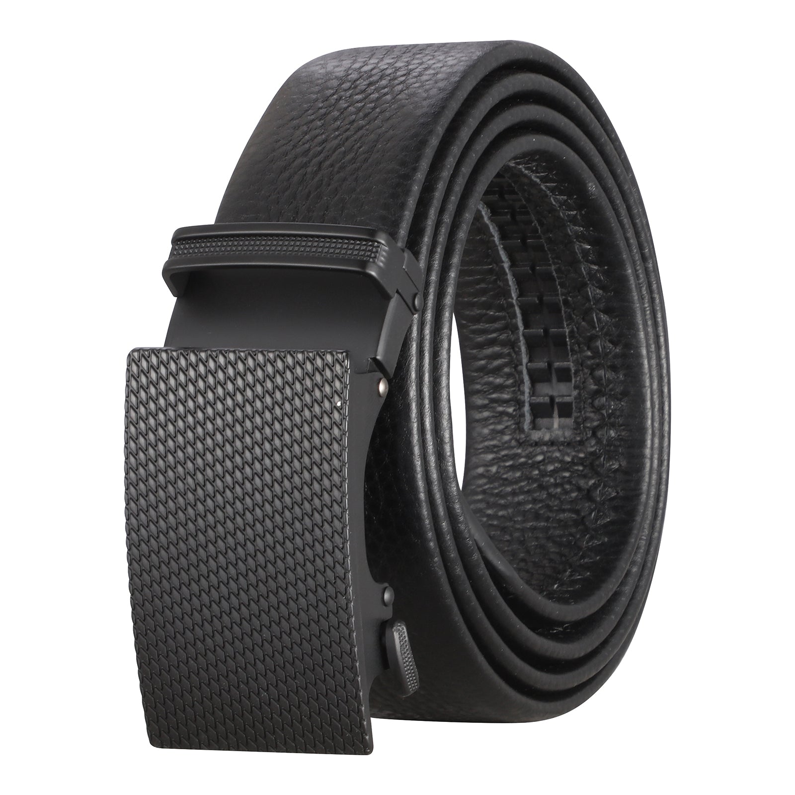 BELTBUY Leather Ratchet Slide Belt 2 Pack with Click Buckle 1 1/4"- Adjustable Trim to Fit