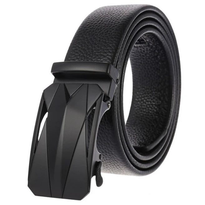 Men's No-Hole Automatic Belt - 35mm Full Grain Leather for Business & Travel