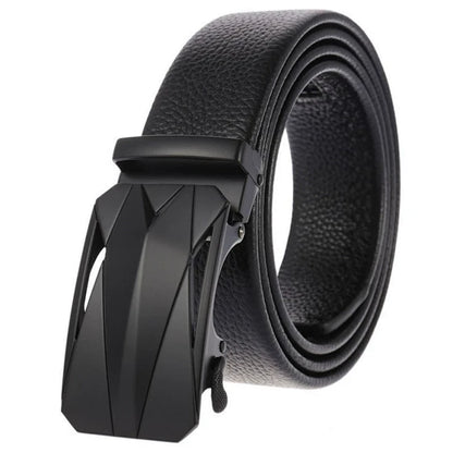 Men's No-Hole Automatic Belt - 35mm Full Grain Leather for Business & Travel